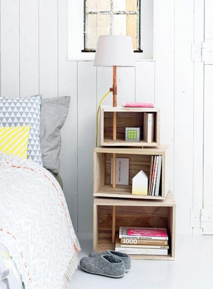 lamp and crate nightstand combo
