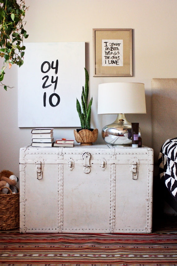 use an old chest for bedside table