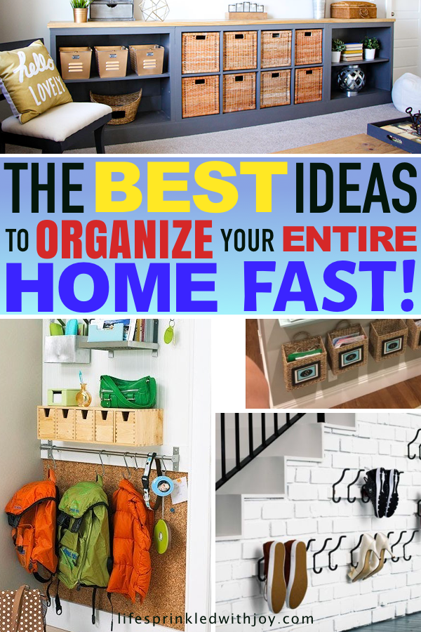 These are the best ideas for staying on top of clutter! Great ideas to keep EVERY ares in your home organized! #homeorganization #organizing #homeideas #homedecor #hometips #decluttering #housekeeping #cleaning #home #easyhomeideas #homeimprovement #clutter #stayingclutterfree #stressfree #busymom #organization #livingroom #entryway #kidsroom #playroom #garage