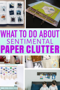 Sentimental cards, letters, and pictures are hard to get rid of - but these creative ideas will help you keep the memories while cutting down on space! #storage #sentimentalclutter #greetingcards #keepsakes #pictures #diy #wallhanging #photoquilt #kidsartwork #childrensartwork #childrensartworkdisplay #storageideas #organizing #smallspace #smallspacesolutions #homeideas #organizingideas #smallspacestorage #paperclutter #declutter #decluttering